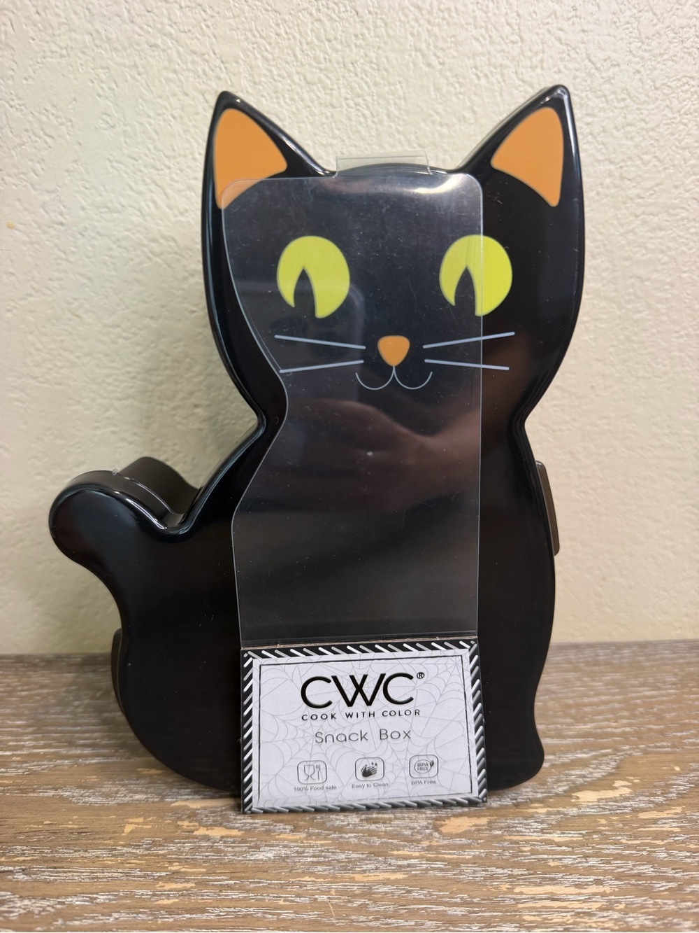 Cook With Color Black Cat Halloween Personal Sized Snack Box Food Storage Contai